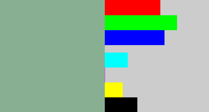 Hex color #88af92 - greenish grey