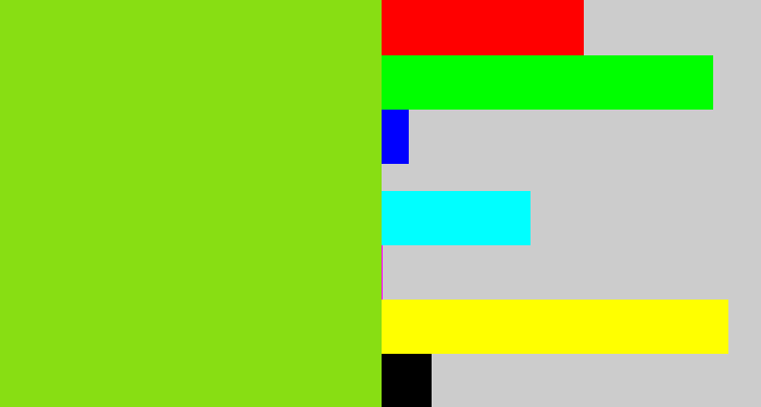 Hex color #88de13 - slime green
