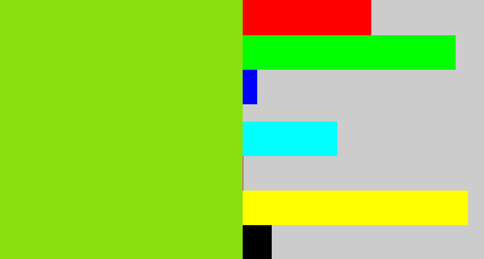 Hex color #88e00f - slime green