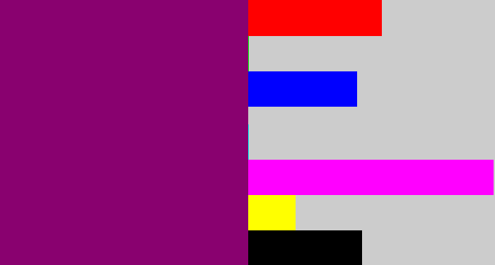 Hex color #89016f - red violet