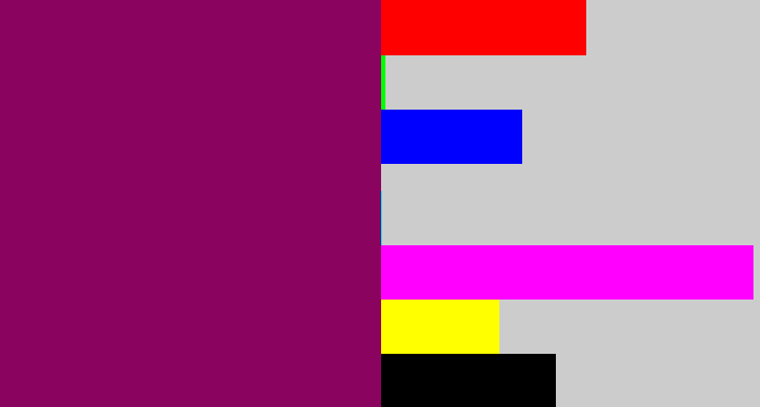 Hex color #89035f - dark magenta