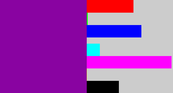 Hex color #8903a1 - barney purple