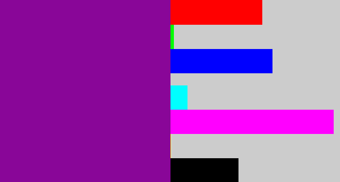 Hex color #890698 - barney purple
