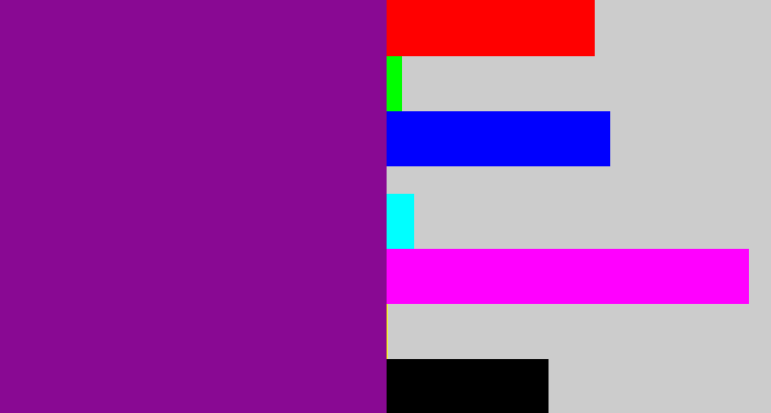 Hex color #890993 - barney purple