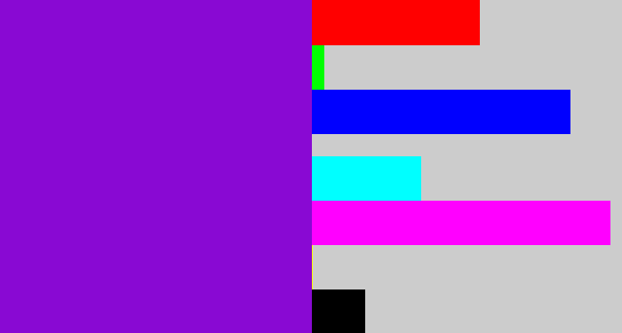 Hex color #8909d3 - violet