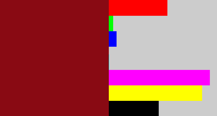 Hex color #890a13 - crimson