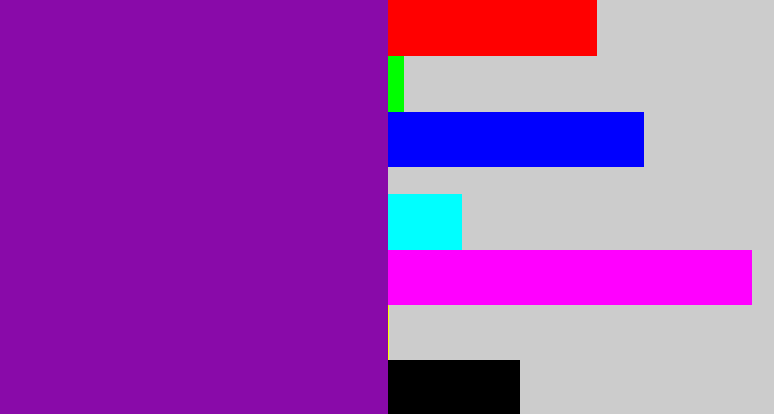 Hex color #890aa9 - purple
