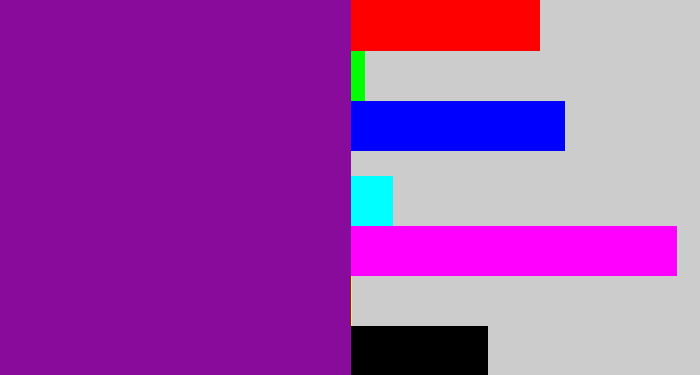 Hex color #890b9b - purple
