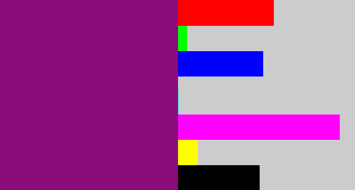 Hex color #890c7a - darkish purple
