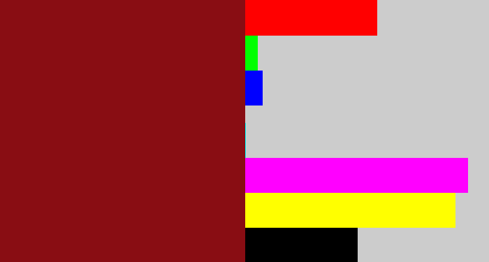 Hex color #890d13 - crimson