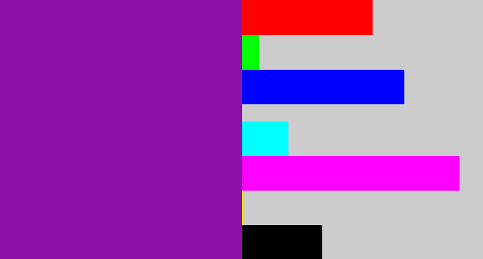 Hex color #8911aa - purple