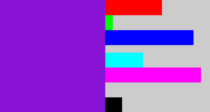 Hex color #8913d5 - violet