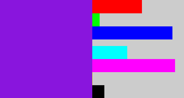 Hex color #8915dd - violet