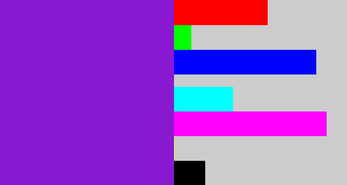 Hex color #8919d0 - violet