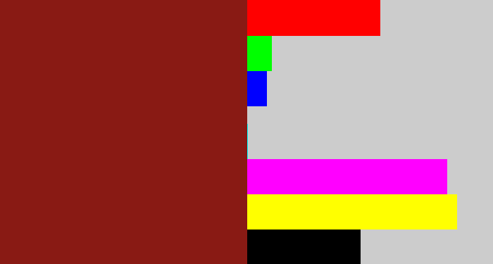 Hex color #891a14 - brick red