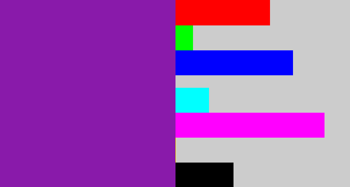 Hex color #891aaa - purple
