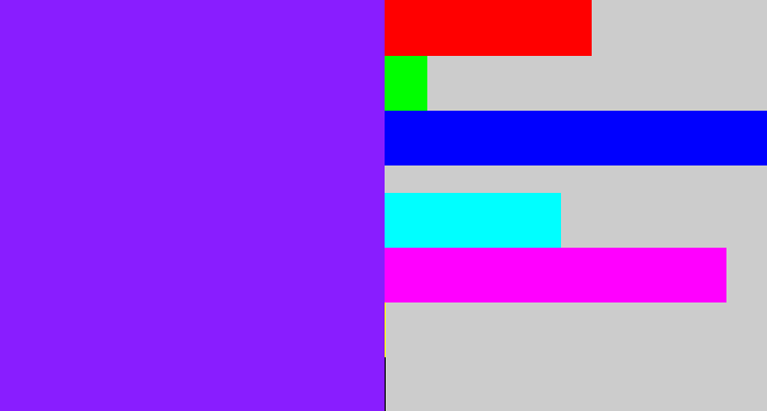 Hex color #891dff - violet