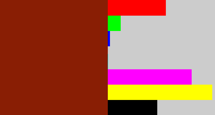 Hex color #891e04 - brick red
