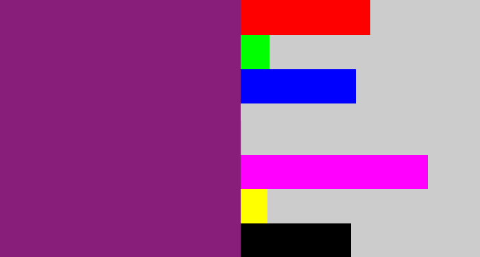 Hex color #891e7a - darkish purple