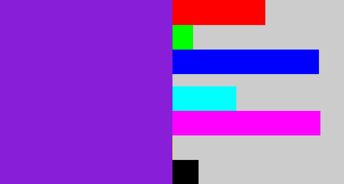 Hex color #891ed8 - violet