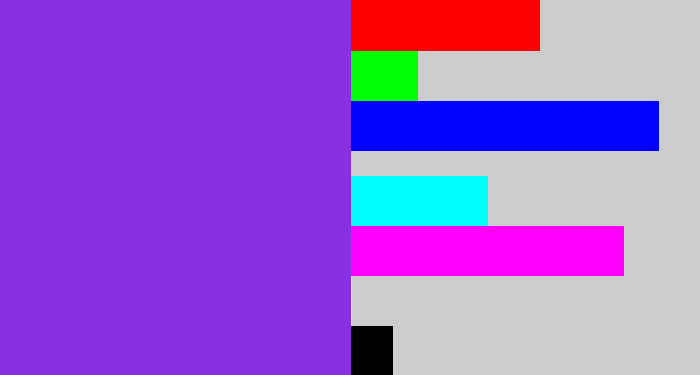 Hex color #8931e0 - bluish purple