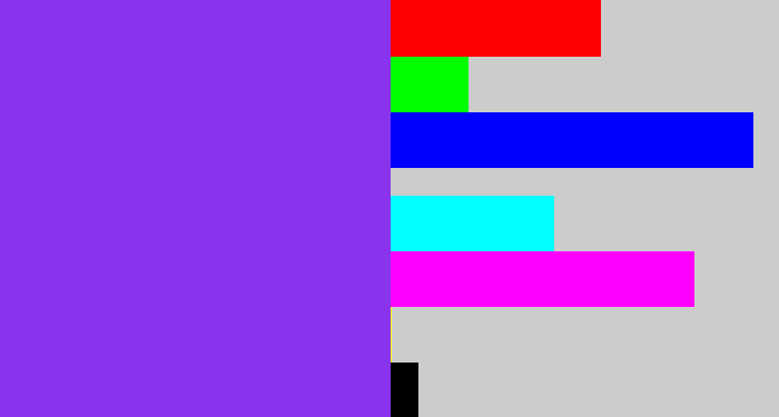 Hex color #8933ed - bluish purple