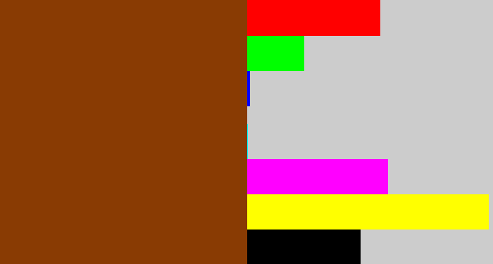 Hex color #893b03 - rust brown