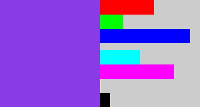 Hex color #893be6 - bluish purple