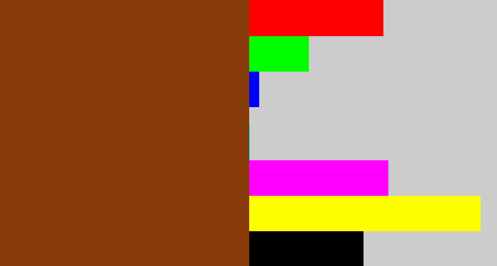 Hex color #893c0a - rust brown