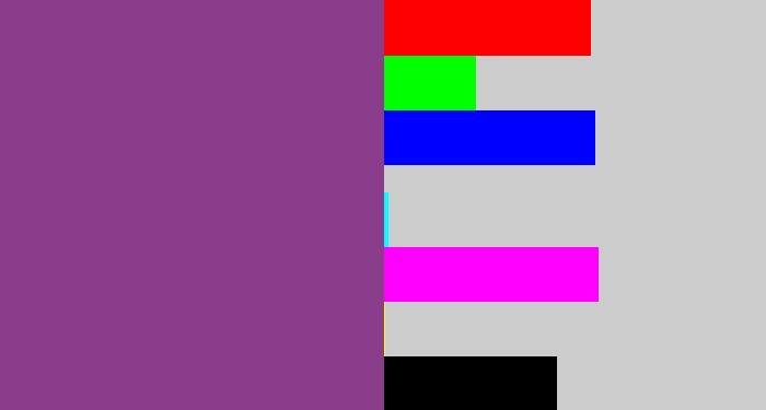 Hex color #893d8b - light eggplant