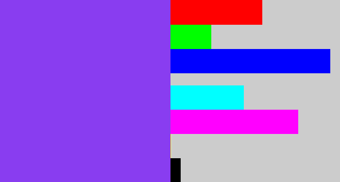 Hex color #893df0 - bluish purple
