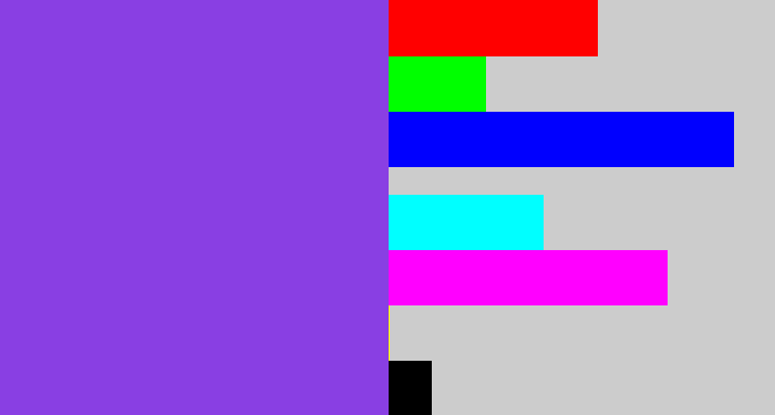 Hex color #893fe3 - purpley