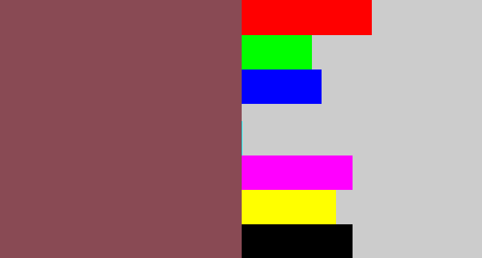Hex color #894a54 - dark mauve