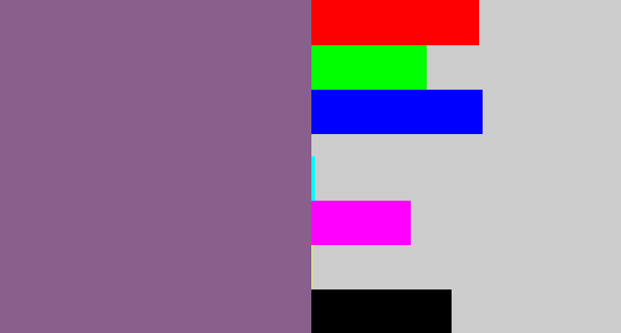 Hex color #895f8b - dusty purple