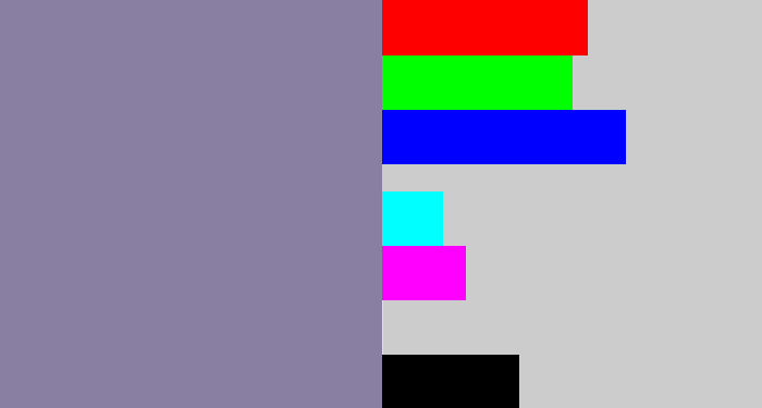 Hex color #897fa3 - purpley grey