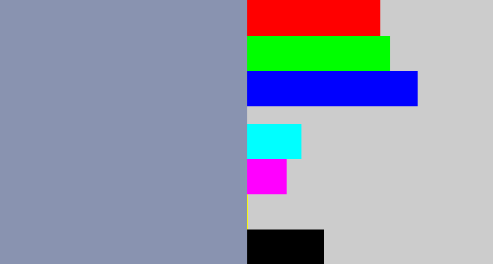 Hex color #8993b0 - bluey grey