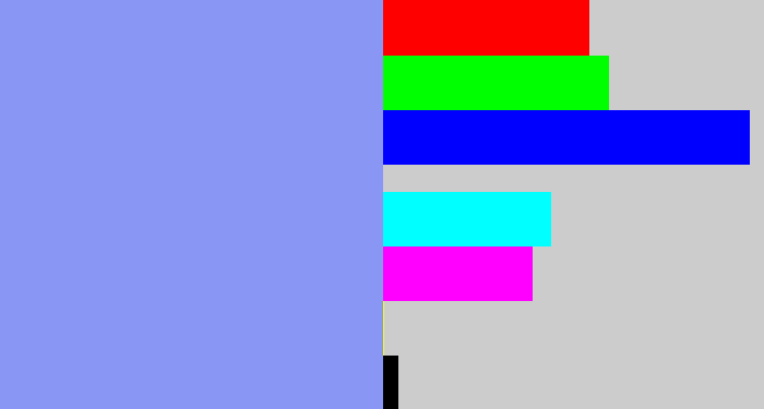 Hex color #8996f4 - periwinkle blue