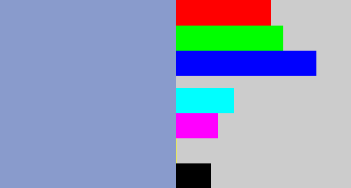 Hex color #899bcc - bluegrey