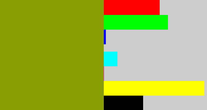 Hex color #899e04 - vomit green