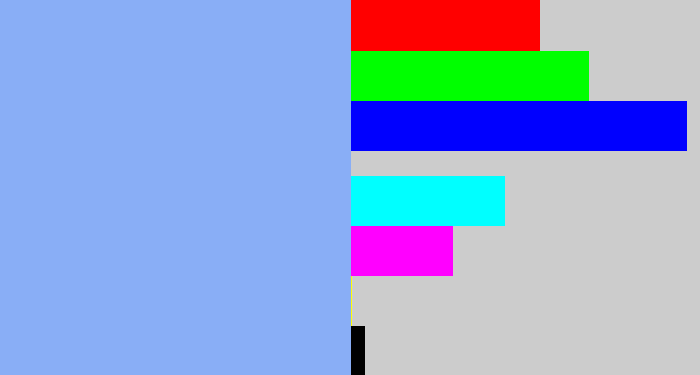 Hex color #89aef6 - carolina blue