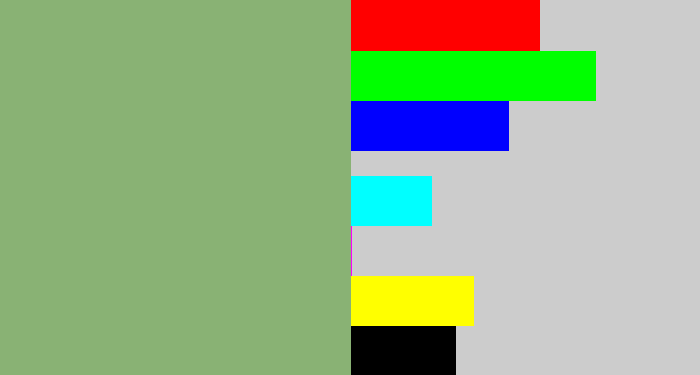 Hex color #89b274 - sage green