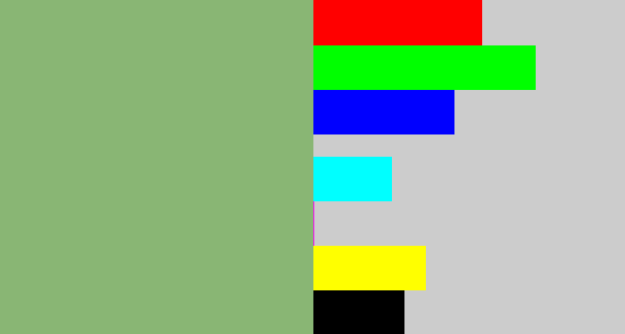 Hex color #89b674 - sage green