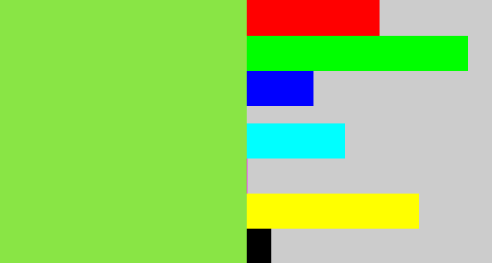 Hex color #89e545 - kiwi green