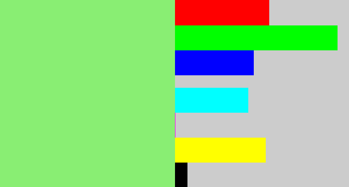 Hex color #89ee73 - light green