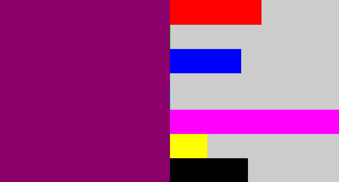 Hex color #8a006b - red violet