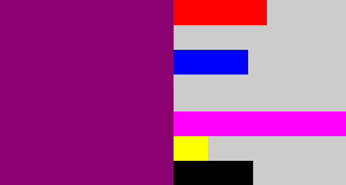 Hex color #8a006e - red violet