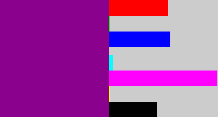 Hex color #8a018e - barney purple