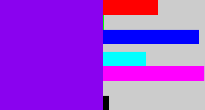 Hex color #8a02ef - vivid purple