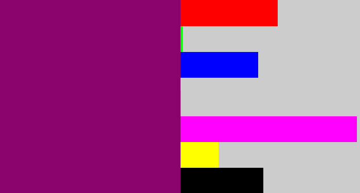 Hex color #8a036d - red violet