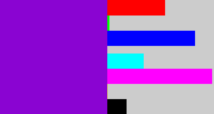 Hex color #8a04d2 - violet